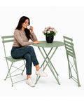 Set Tavolo e 2 Sedie Richiudibili in Ferro da Giardino – Tavolo Rotondo ø 60cm e 2 Sedie Salvaspazio – Portata 150kg/100kg