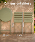 Set Tavolo e 2 Sedie Richiudibili in Ferro da Giardino – Tavolo Rotondo ø 60cm e 2 Sedie Salvaspazio – Portata 150kg/100kg
