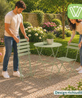 Set Tavolo e 2 Sedie Richiudibili in Ferro da Giardino – Tavolo Rotondo ø 60cm e 2 Sedie Salvaspazio – Portata 150kg/100kg
