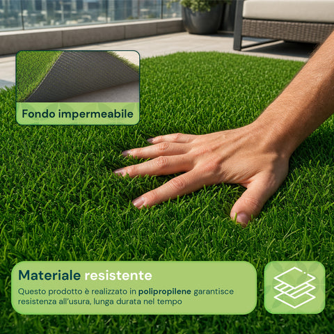 Prato Sintetico 1x3m - Erba Artificiale per Giardino e Balcone