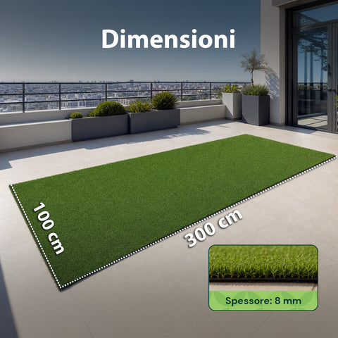Prato Sintetico 1x3m - Erba Artificiale per Giardino e Balcone