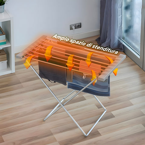 Stendibiancheria Riscaldato in Alluminio – 8 Barre e Design Pieghevole