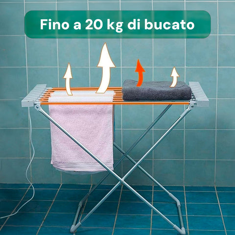 Stendibiancheria Riscaldato in Alluminio – 8 Barre e Design Pieghevole