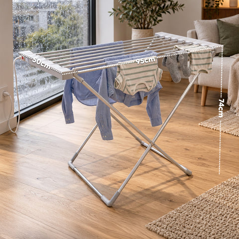 Étendoir à linge chauffant en aluminium – 8 barres et design pliable