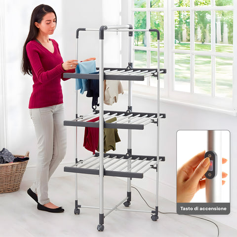 Magic Dry Tower – Stendino Elettrico a 3 Ripiani Pieghevole 300W