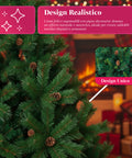Albero di Natale Verde Realistico con Pigne e Base in Metallo – 150/180/210 cm