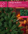 Albero di Natale Verde Realistico con Pigne e Base in Metallo – 150/180/210 cm