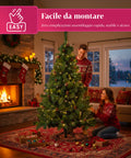 Albero di Natale Verde Realistico con Pigne e Base in Metallo – 150/180/210 cm