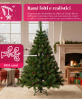 Albero di Natale Verde Realistico con Pigne e Base in Metallo – 150/180/210 cm