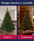 Albero di Natale Verde Realistico con Pigne e Base in Metallo – 150/180/210 cm
