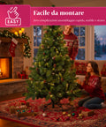 Albero di Natale Verde Realistico con Pigne e Base in Metallo – 150/180/210 cm