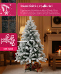 Albero Natalizio Innevato con Rami Folti e Base in Metallo– 150/180/210 cm