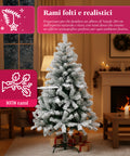 Albero Natalizio Innevato con Rami Folti e Base in Metallo– 150/180/210 cm