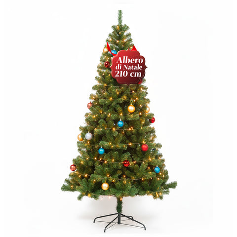 Sapin de Noël réaliste vert 210 cm et 631 branches – Style traditionnel