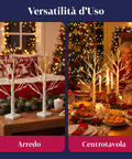 Set 2 Alberelli Decorativi Luci LED – Rami Effetto Betulla e Design Realistico