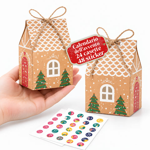 Calendriers de l’Avent – Version sapin avec tiroirs ou maisonnettes avec autocollants