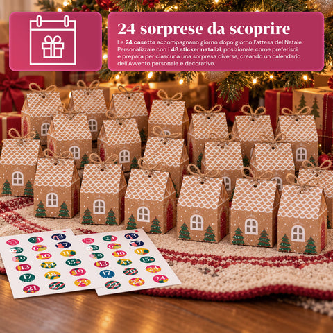 Calendriers de l’Avent – Version sapin avec tiroirs ou maisonnettes avec autocollants