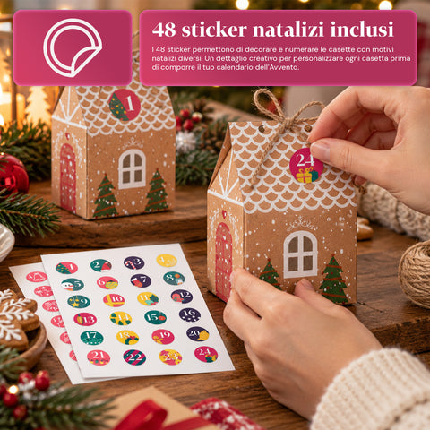 Calendriers de l’Avent – Version sapin avec tiroirs ou maisonnettes avec autocollants