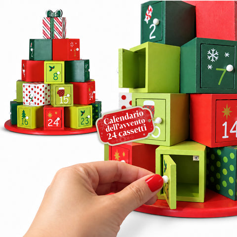 Calendriers de l’Avent – Version sapin avec tiroirs ou maisonnettes avec autocollants