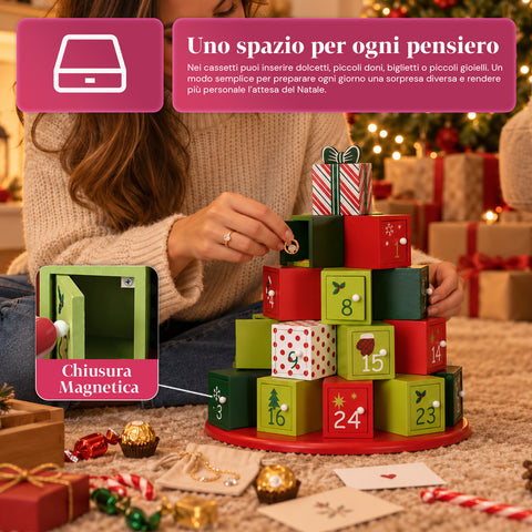 Calendriers de l’Avent – Version sapin avec tiroirs ou maisonnettes avec autocollants