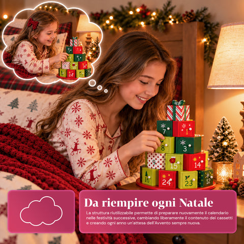 Calendriers de l’Avent – Version sapin avec tiroirs ou maisonnettes avec autocollants