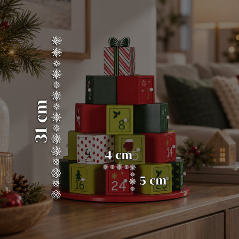 Calendriers de l’Avent – Version sapin avec tiroirs ou maisonnettes avec autocollants