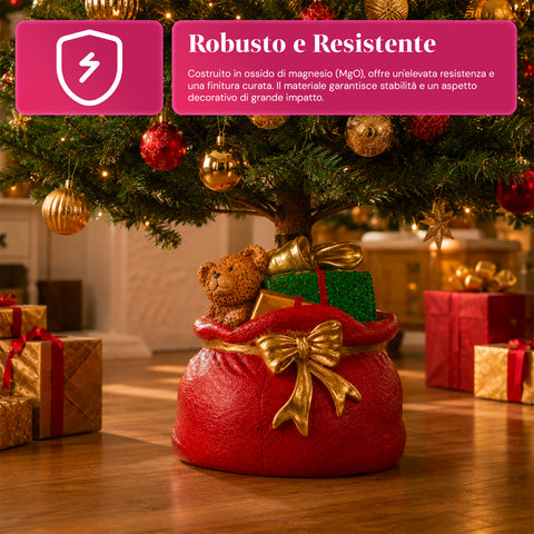 Socle décoratif pour sapin de Noël, 10 motifs, en fer et magnésium, fixation universelle, pour sapins jusqu’à 210 cm, 2 modèles avec lumières LED