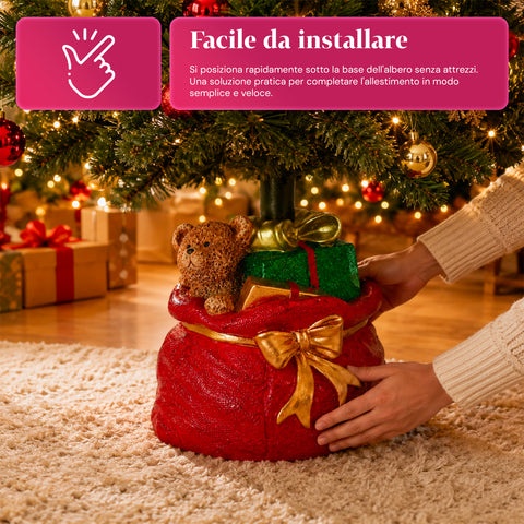 Socle décoratif pour sapin de Noël, 10 motifs, en fer et magnésium, fixation universelle, pour sapins jusqu’à 210 cm, 2 modèles avec lumières LED