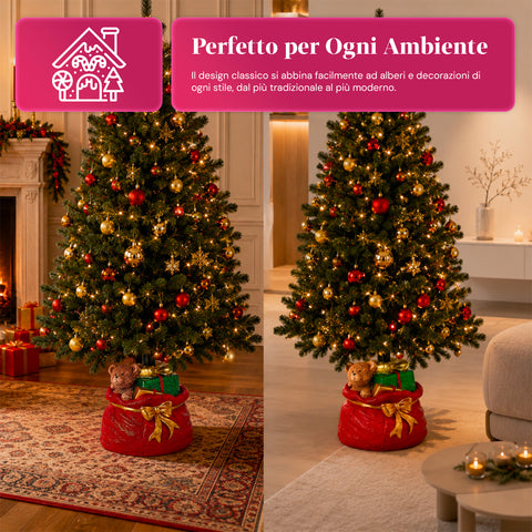 Socle décoratif pour sapin de Noël, 10 motifs, en fer et magnésium, fixation universelle, pour sapins jusqu’à 210 cm, 2 modèles avec lumières LED