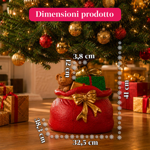 Socle décoratif pour sapin de Noël, 10 motifs, en fer et magnésium, fixation universelle, pour sapins jusqu’à 210 cm, 2 modèles avec lumières LED