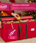 Organizer per 128 Palline di Natale in TNT e Cartone Rigido con Cerniera e Manici