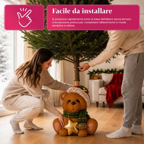 Socle décoratif pour sapin de Noël, 10 motifs, en fer et magnésium, fixation universelle, pour sapins jusqu’à 210 cm, 2 modèles avec lumières LED