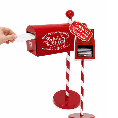 Boîte aux lettres de Noël rouge et blanche H50 cm de style américain