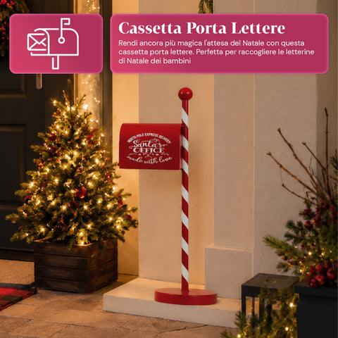 Boîte aux lettres de Noël rouge et blanche H50 cm de style américain