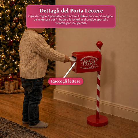 Boîte aux lettres de Noël rouge et blanche H50 cm de style américain
