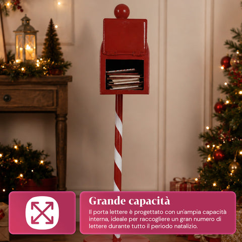 Boîte aux lettres de Noël rouge et blanche H50 cm de style américain