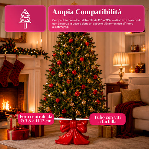 Socle décoratif pour sapin de Noël, 10 motifs, en fer et magnésium, fixation universelle, pour sapins jusqu’à 210 cm, 2 modèles avec lumières LED