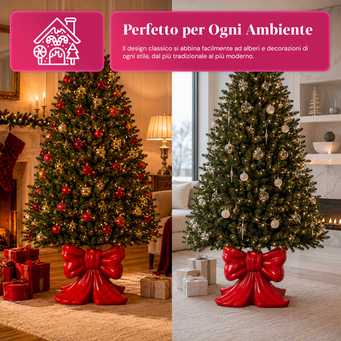 Socle décoratif pour sapin de Noël, 10 motifs, en fer et magnésium, fixation universelle, pour sapins jusqu’à 210 cm, 2 modèles avec lumières LED