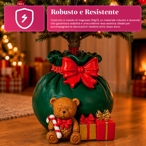 Socle décoratif pour sapin de Noël, 10 motifs, en fer et magnésium, fixation universelle, pour sapins jusqu’à 210 cm, 2 modèles avec lumières LED