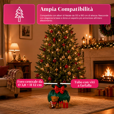 Socle décoratif pour sapin de Noël, 10 motifs, en fer et magnésium, fixation universelle, pour sapins jusqu’à 210 cm, 2 modèles avec lumières LED