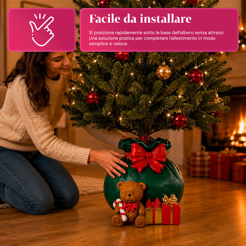 Socle décoratif pour sapin de Noël, 10 motifs, en fer et magnésium, fixation universelle, pour sapins jusqu’à 210 cm, 2 modèles avec lumières LED