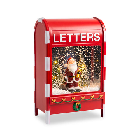 Boîte aux lettres de Noël avec père Noël - LED, musique et effet neige
