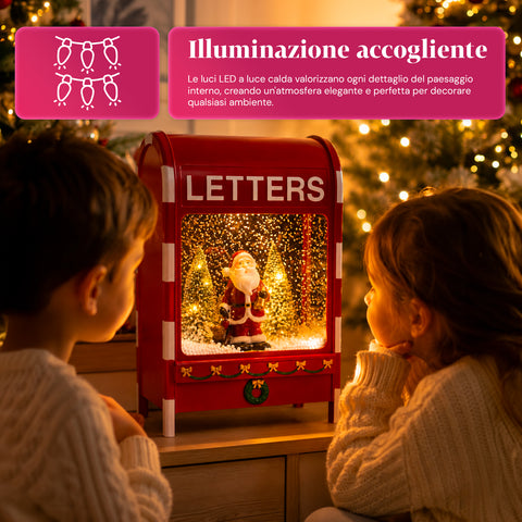 Boîte aux lettres de Noël avec père Noël - LED, musique et effet neige