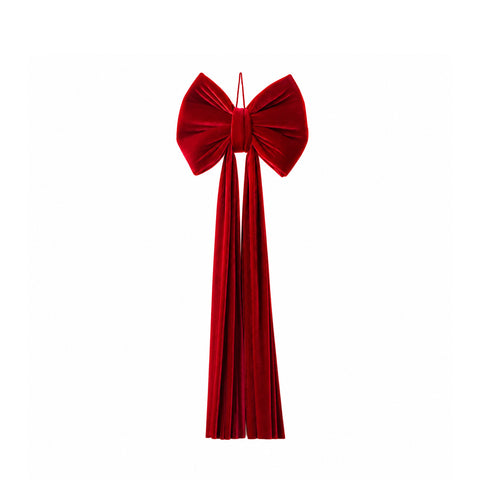 Grand nœud en velours rouge 80 cm ou 190 cm – Ornement rembourré avec crochet, décoration pour porte, sapin et intérieur