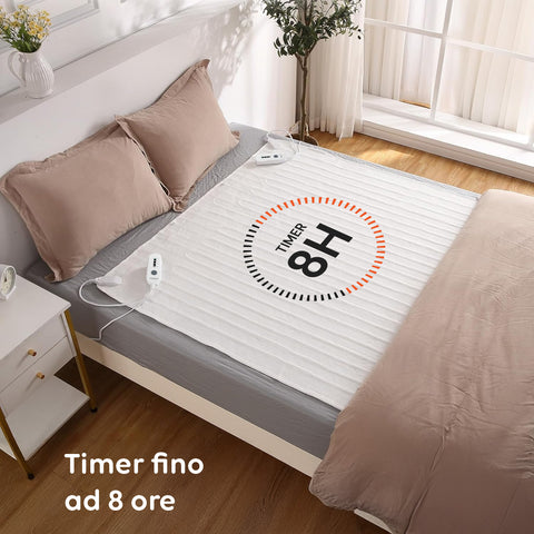 Coperta Termica Elettrica Coprimaterasso Lavabile con Riscaldamento Rapido e 4 Temperature
