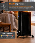 Radiatore Elettrico ad Olio 2000W 9 elementi con Regolazione 3 Livelli e Timer