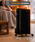 Radiatore Elettrico ad Olio 2000W 9 elementi con Regolazione 3 Livelli e Timer