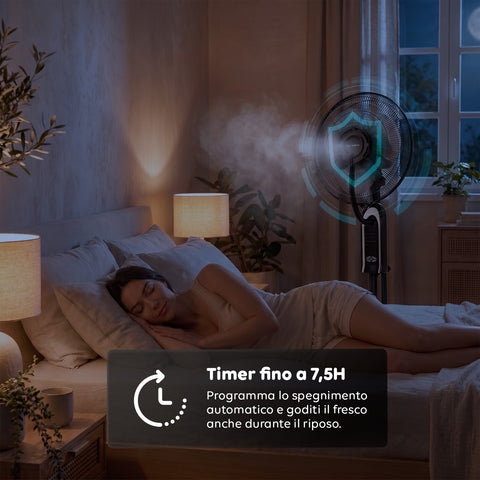 Ventilatore A Piantana Con Nebulizzatore 75W - 3 Velocità e Telecomando