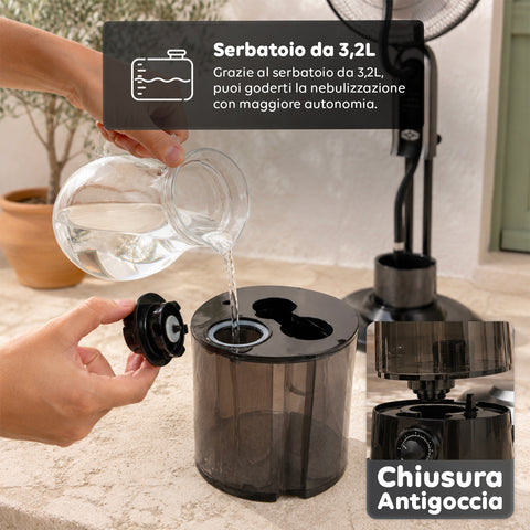 Ventilatore A Piantana Con Nebulizzatore 75W - 3 Velocità e Telecomando