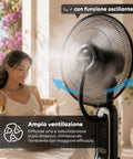 Ventilatore A Piantana Con Nebulizzatore 75W - 3 Velocità e Telecomando